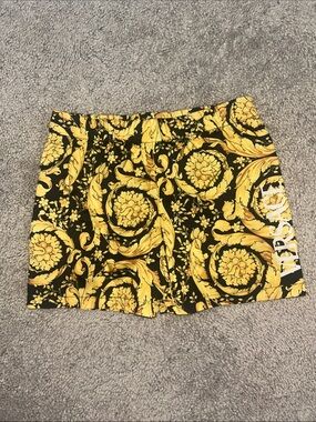 Versace Black and Yellow Baroque Mini Skirt